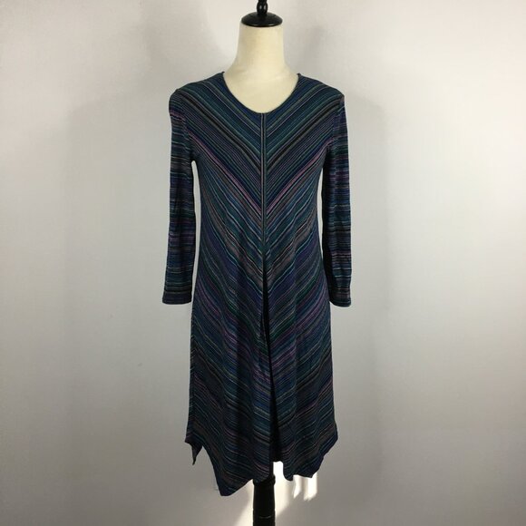 BCBGMAXAZRIA Multi-Color Striped CARMELA High Low Hem Jersey Dress - Picture 4 of 10